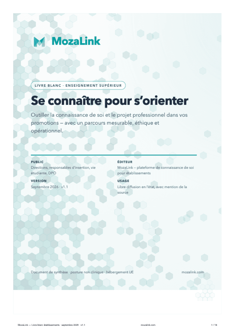 Couverture du livre blanc MozaLink Se connaître pour s’orienter